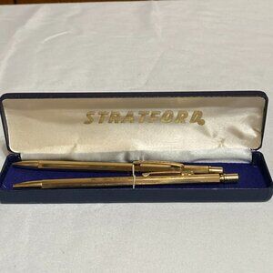 STRATFORD Gold Tone Pen & Pencil Set Vintage